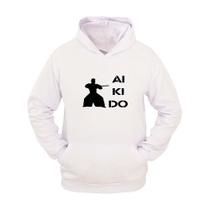 Moletom Masculino Capuz Estampa Aikido Bolso Canguru Moderno