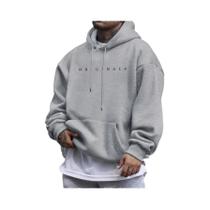 Moletom Masculino Casual De Manga Longa Com Capuz, Estilo Outono Inverno, Estampa De Letras, Pulôver