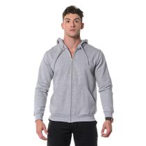 Moletom Masculino Cinza Claro com Zíper e Bolso Canguru Moletom Masculino Cinza Claro com Zíper e Bolso Canguru