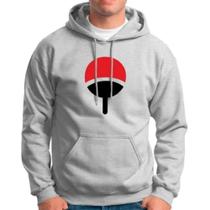Moletom Masculino Cinza Uchiha Canguru Com Capuz