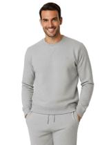 Moletom Masculino Clássico Gola Careca Cinza inverno Blusão Gola Redonda - Casacos de inverno para homem