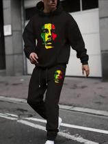 Moletom Masculino com calça streetwear Bob Marley kit conjunto casaco