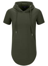 Moletom masculino com capuz Aiyino de manga curta, moderno, atlético, S-5XL, verde militar