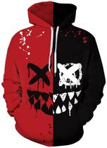 Moletom masculino com capuz Chaos World Novelty com estampa 3D preto e vermelho