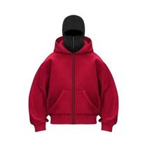 Moletom Masculino Com Capuz Duplo Balaclava Y2K Gótico Harajuku Outono Inverno Com Zíper Esportivo