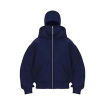 Moletom Masculino Com Capuz Duplo E Balaclava, Estilo Y2K Gótico Harajuku, Com Zíper, Para Outono