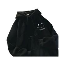 Moletom Masculino Com Capuz E Estampa Engraçada De Rosto Sorridente, Moletom Grosso De Cashmere Para