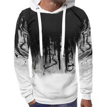 Moletom Masculino com Capuz e Estampa Gradiente - Primavera/Outono - Casual e Esportivo Moletom Masculino com Capuz e Estampa Gradiente - Primavera/Outono - Casual e Esportivo