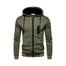 Moletom Masculino Com Capuz Em Cores Contrastantes Preto Branco Verde Exército Vermelho Casual De