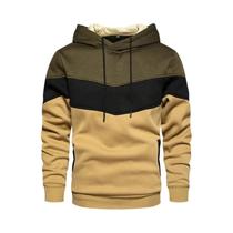 Moletom Masculino Com Capuz Em Patchwork, Casual, Solto, Quente, Estilo Streetwear, Para Outono E