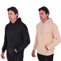 Moletom Masculino Com Capuz Flanelado Estampado Liso Canguru