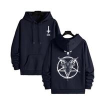 Moletom Masculino Com Símbolo 666 Gótico Satânico, Estampa Demoníaca, Estilo Streetwear, Casual,