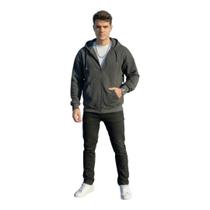 Moletom Masculino Com Zíper E Capuz Blusa De Frio Casaco Liso Premium