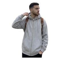 Moletom Masculino Com Zíper E Capuz Blusa De Frio Casaco Liso Premium