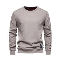 Moletom Masculino De Algodão Com Gola Redonda Em Cor Sólida Casual Esportivo Pullover AIOPESON