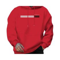 Moletom Masculino De Caimento Solto Com Capuz Para Outono/Inverno, Estampa De Letras Paris, Manga