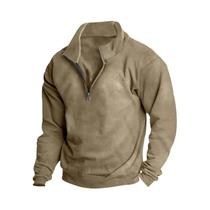 Moletom Masculino De Fleece Com Gola Alta E Zíper Frontal, Manga Longa, Tendência Europeia