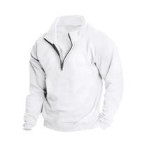 Moletom Masculino De Fleece Com Gola Alta E Zíper Frontal, Manga Longa, Tendência Europeia