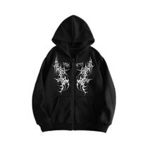 Moletom Masculino De Inverno Com Estampa Gótica, Capuz E Zíper, 100% Algodão, Estilo Vintage,