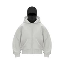 Moletom Masculino De Inverno Quente Com Capuz Balaclava E Zíper, Máscara Facial, Casual, Estilo Y2K,