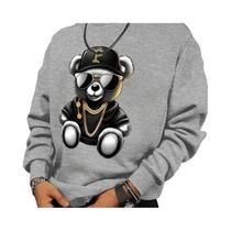 Moletom Masculino De Manga Longa Com Gola Redonda E Estampa Gráfica De Urso Casual Para Outono E
