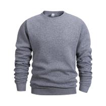 Moletom Masculino De Manga Longa Com Gola Redonda Em Cor Sólida, Casual, Para Primavera E Outono,