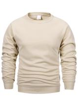 Moletom Masculino De Manga Longa Com Gola Redonda Em Cor Sólida, Casual, Para Primavera, Pullover