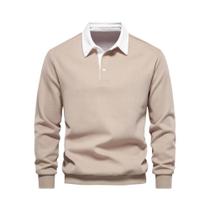 Moletom Masculino De Moda Outono Com Gola Polo Casual Em Algodão De Qualidade 2023