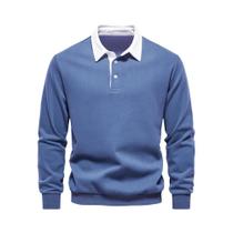Moletom Masculino De Moda Outono Com Gola Polo Casual Em Algodão De Qualidade 2023