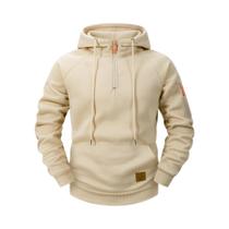 Moletom Masculino De Outono Inverno Casual Esportivo Retrô Harajuku Com Zíper E Múltiplos Bolsos,