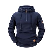 Moletom Masculino De Outono Inverno Casual Esportivo Retrô Harajuku Com Zíper E Múltiplos Bolsos,