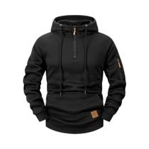 Moletom Masculino De Outono Inverno Casual Esportivo Retrô Harajuku Com Zíper E Múltiplos Bolsos,