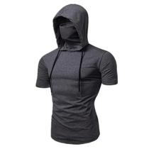 Moletom Masculino Fino de Manga Curta com Máscara - Estampa Grande - Casual e para Ginástica Moletom Masculino Fino de Manga Curta com Máscara - Estampa Grande - Casual e para Ginástica