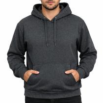 Moletom Masculino Flanelado com Capuz cor Cinza Tamanho G