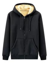 Moletom Masculino Forrado De Lã Com Zíper E Capuz, Jaqueta