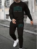 Moletom Masculino gola careca com calça new york Conjunto streetwear