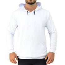 Moletom Masculino Liso Blusa De Frio Com Capuz Canguru Branco