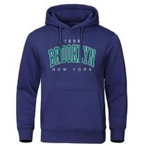 Moletom Masculino Oversize Com Capuz Estampado Brooklyn Nova York