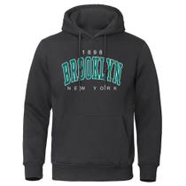 Moletom Masculino Oversize Com Capuz Estampado Brooklyn Nova York