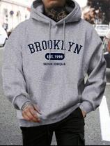Moletom Masculino Oversize Com Estampa Brooklyn Est 1998 Nova York, Moda Harajuku, Conjunto De