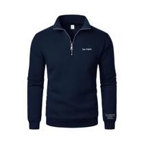 Moletom Masculino Oversized Com Capuz E Meio Zíper, Gola Alta, Tendência Primavera-Outono, Caimento