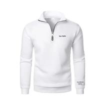 Moletom Masculino Oversized Com Capuz E Meio Zíper, Gola Alta, Tendência Primavera-Outono, Caimento