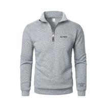 Moletom Masculino Oversized Com Capuz E Meio Zíper, Gola Alta, Tendência Primavera-Outono, Caimento