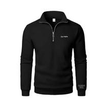 Moletom Masculino Oversized Com Capuz E Meio Zíper, Gola Alta, Tendência Primavera-Outono, Caimento