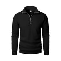 Moletom Masculino Oversized Com Capuz E Meio Zíper, Gola Alta, Tendência Primavera-Outono, Caimento