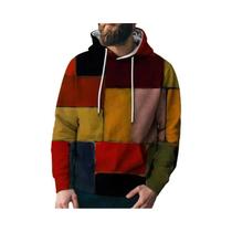Moletom Masculino Oversized Com Estampa Xadrez Divertida, Design 3D Com Efeito De Costura, Estilo