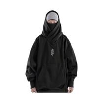 Moletom Masculino Oversized Com Gola Alta Estilo Ninja Japonês, Bordado, Hip Hop Streetwear, Outono, Moletom Masculino Oversized Com Gola Alta Estilo Ninja Japonês, Bordado, Hip Hop Streetwear, Outono,