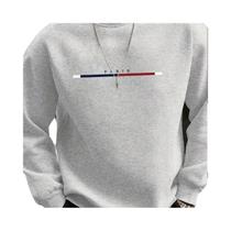 Moletom Masculino Oversized De Fleece Quente Com Gola Redonda E Manga Longa Estampa Paris Casual