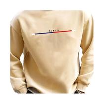 Moletom Masculino Oversized De Fleece Quente Com Gola Redonda E Manga Longa Estampa Paris Casual Moletom Masculino Oversized De Fleece Quente Com Gola Redonda E Manga Longa Estampa Paris Casual