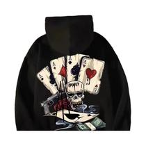 Moletom Masculino Oversized M-8XL Com Estampa De Esqueleto E Poker, Manga Longa, Pullover, Moda Para